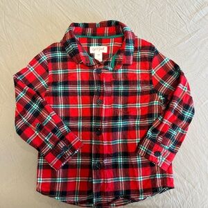 Cat & Jack Kids Red and Black Plaid Button Down Shirt